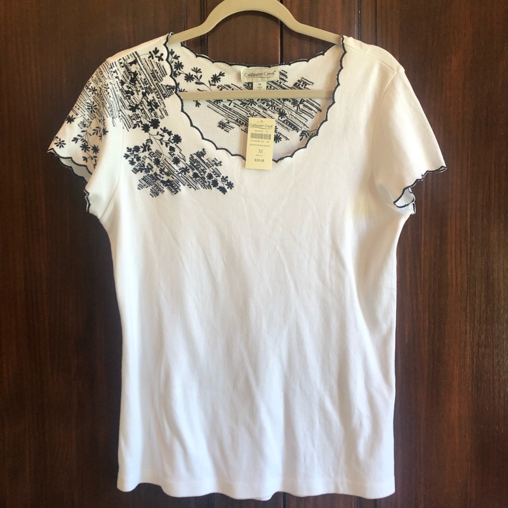 NWT Coldwater Creek cap sleeve black trim